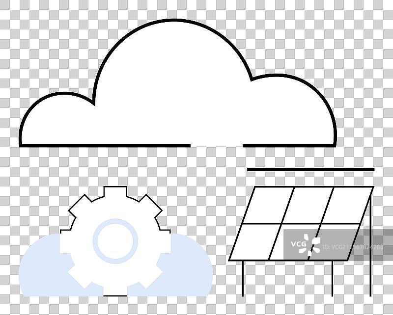 可再生能源概念与云齿轮图片素材