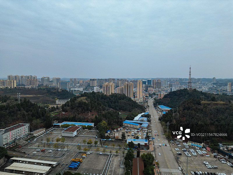 资阳市 雁江区 俊兴路 兰家坡 沱江 东岳山 航拍图片素材