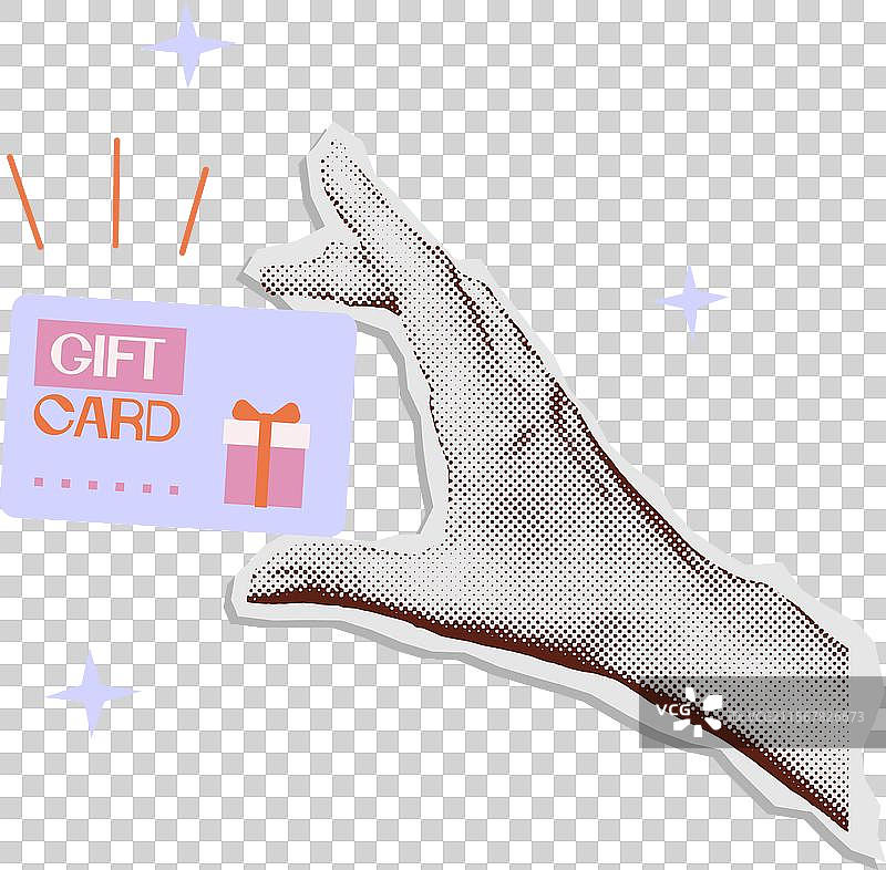 手握彩色半色调礼品卡图片素材