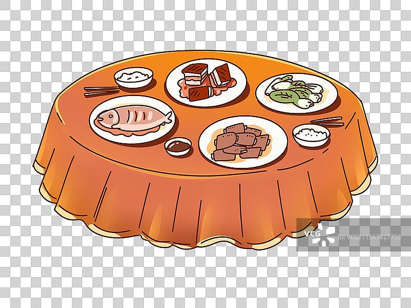 有鱼有肉有蔬菜的餐桌图片素材