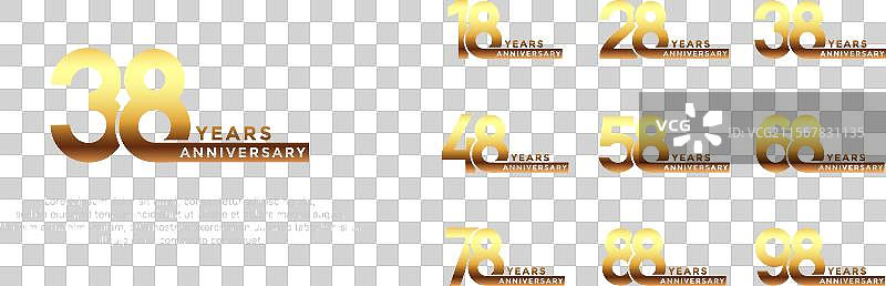 金色周年纪念标志风格的套件图片素材