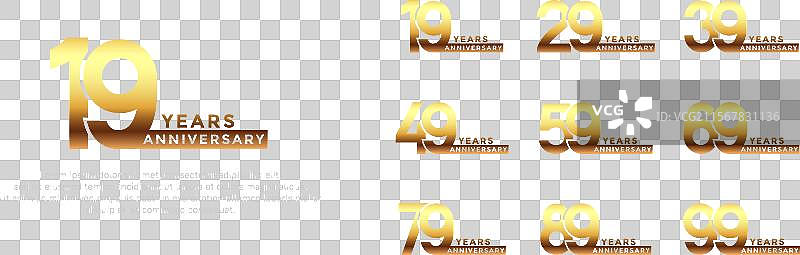 金色周年纪念标志风格套件图片素材