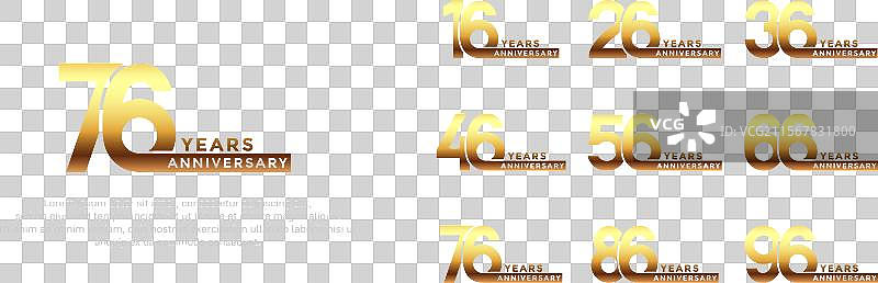 金色周年纪念标志风格套件图片素材