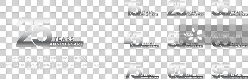 银色周年纪念标志样式集合图片素材