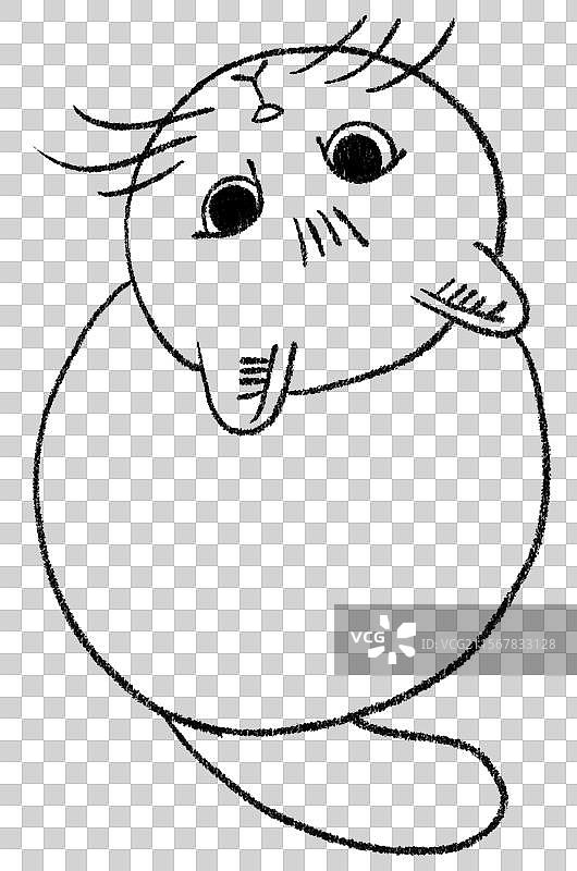 手绘描线猫咪可爱猫咪免抠元素用于织物桌布窗帘地毯图片素材