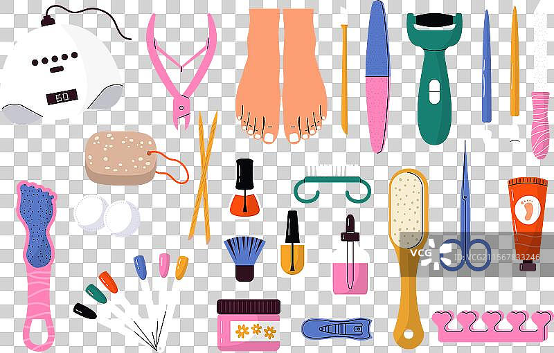 专业足部护理工具用于指甲护理图片素材