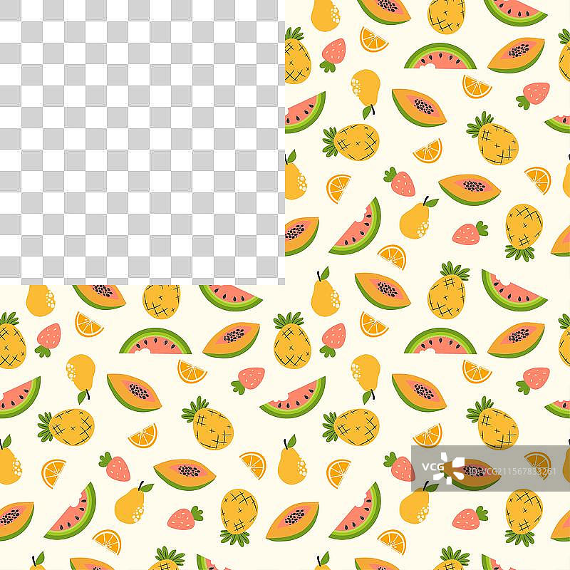 手绘无缝夏季水果图案图片素材