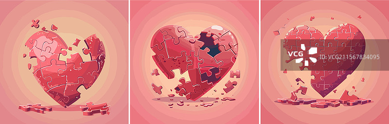 马赛克心形卡通概念拼图停止图片素材