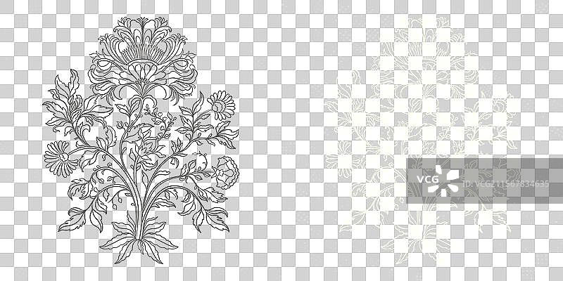 莫卧儿艺术是一种传统的花卉图案。图片素材