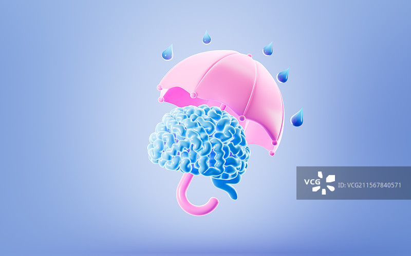 保护大脑关爱心里创意概念图3D渲染图片素材