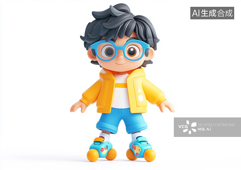 【AI数字艺术】一个穿旱冰鞋的卡通男生图片素材