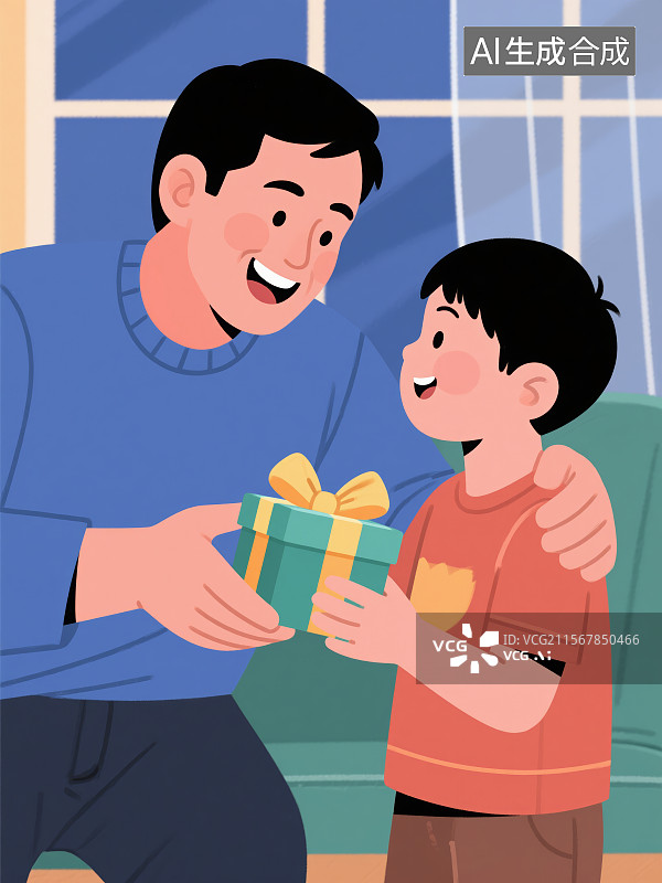 【AI数字艺术】给父亲送礼物的孩子图片素材