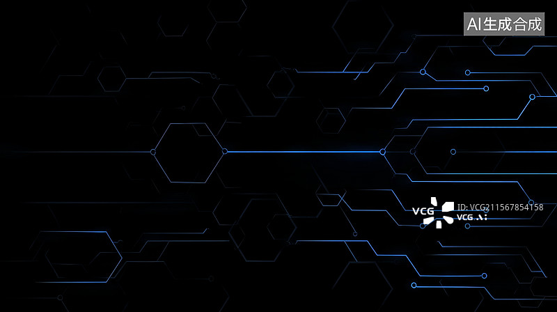 【AI数字艺术】蓝色电路板图案背景图片素材