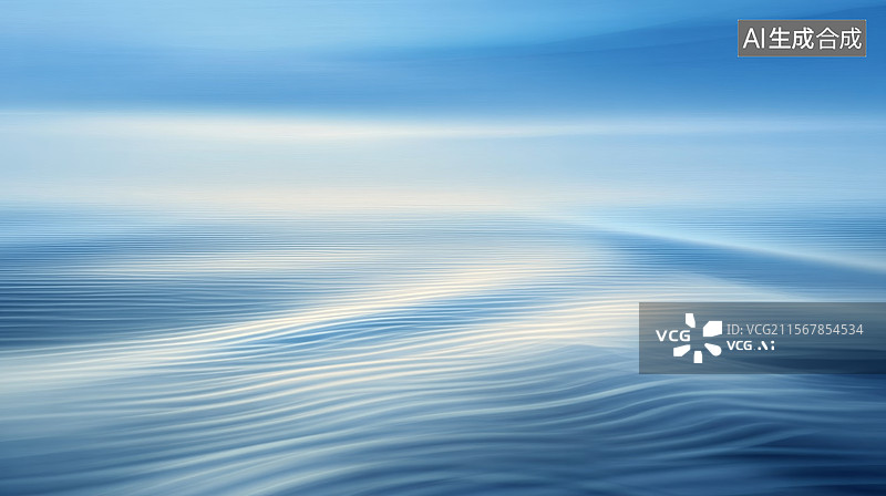 【AI数字艺术】平静的水面与天空图片素材