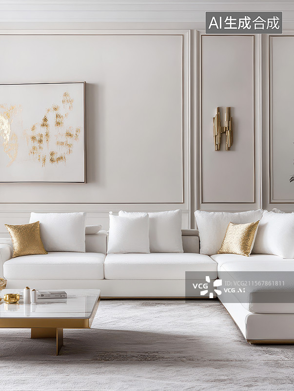 【AI数字艺术】现代简约风格的客厅图片素材