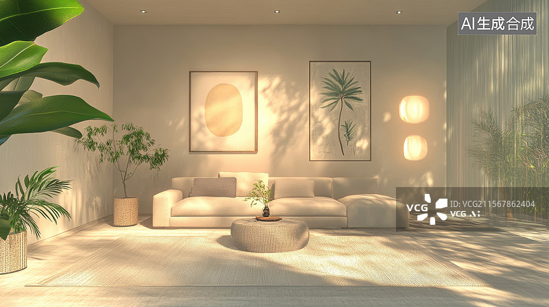 【AI数字艺术】现代简约风格客厅图片素材