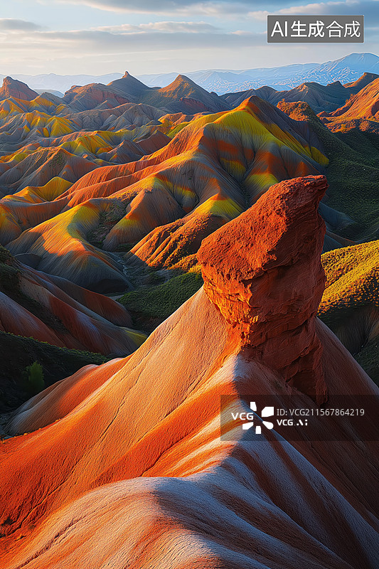 【AI数字艺术】彩色丹霞地貌景观图片素材