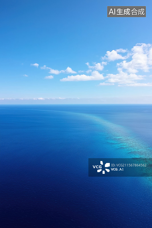 【AI数字艺术】宁静的海洋与蓝天图片素材