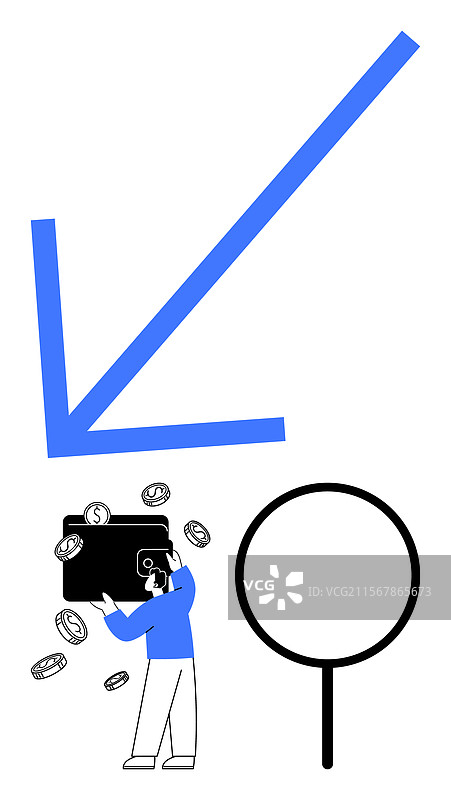 财务损失与分析概念与钱包图片素材