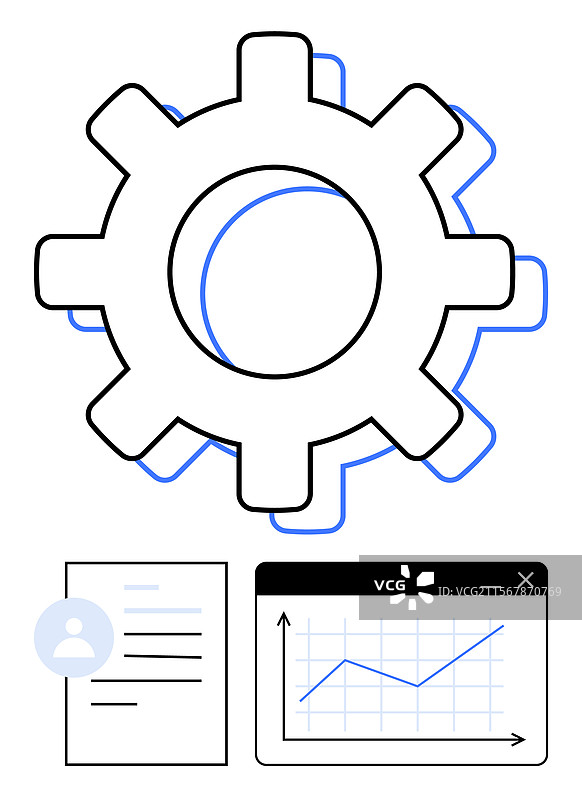 带有文件和图表的工作流程齿轮图片素材
