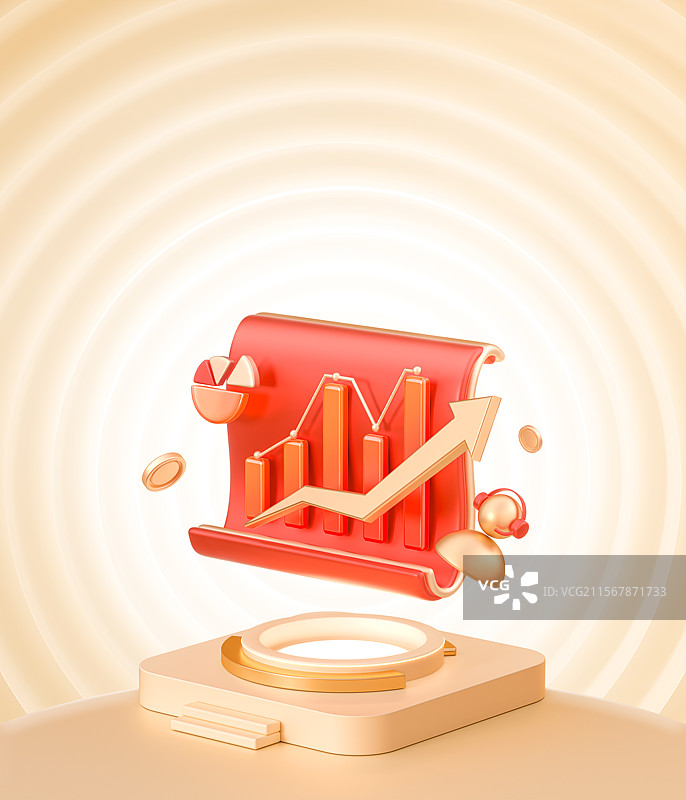 金融理财图表财报分析活动海报3D配图图片素材