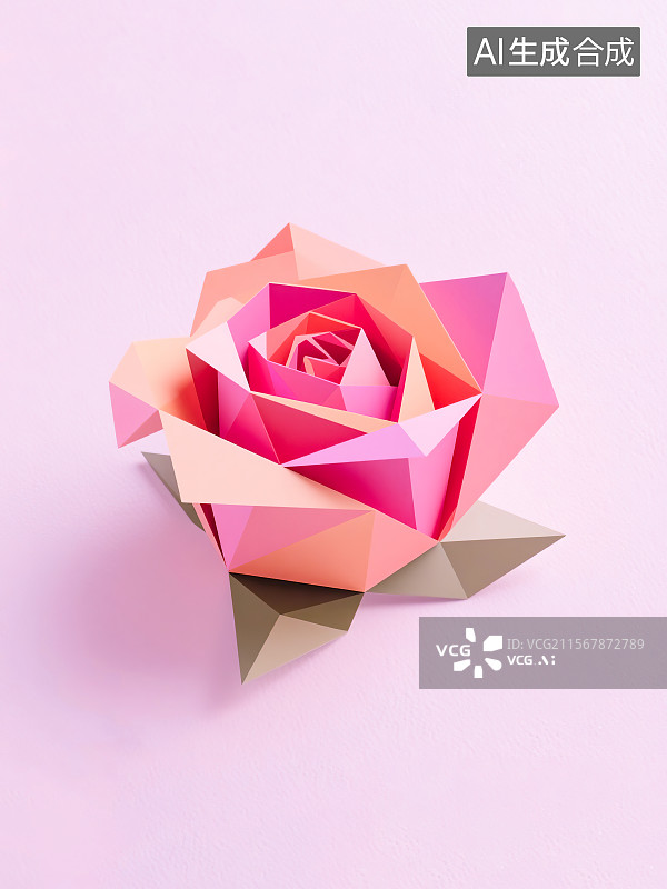 【AI数字艺术】七夕节520521网络情人节素材创意折纸风格立体几何图形抽象概括设计清新柔和简约大气高级感手工艺作品图片素材