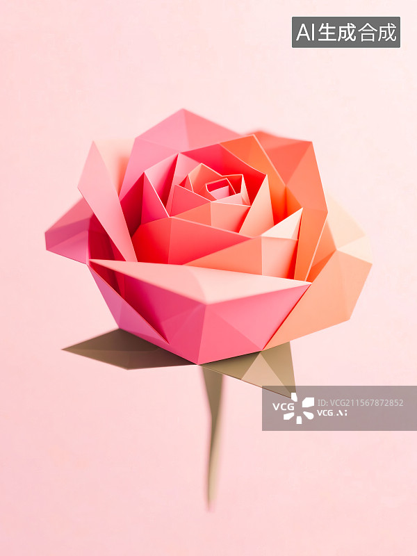 【AI数字艺术】七夕节520521网络情人节素材创意折纸风格立体几何图形抽象概括设计清新柔和简约大气高级感手工艺作品图片素材
