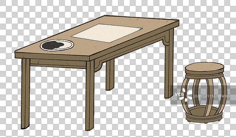 古代书桌桌子上的书籍纸张竹简元素图片素材