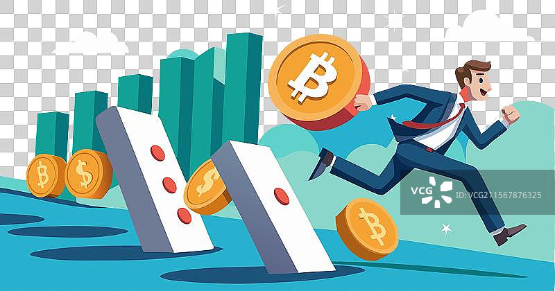 商人逃离比特币崩溃图片素材