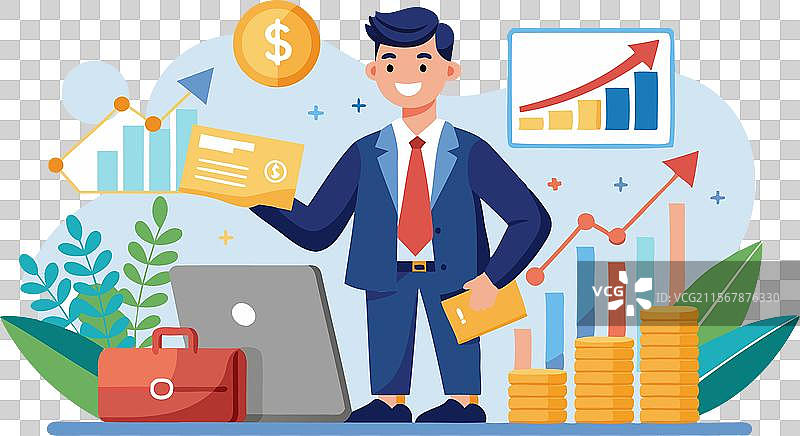 成功的销售专业人士与增长图表图片素材