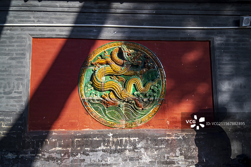 韩城文庙戟门八字墙琉璃构件图片素材