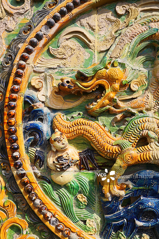 山西省忻州市代县，代州文庙棂星门琉璃雕塑图片素材