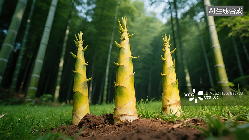 【AI数字艺术】竹笋破土而出特写图片素材