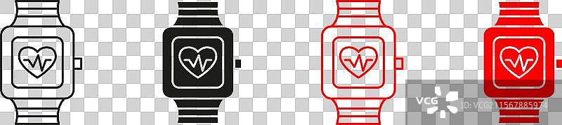 健身追踪器智能手表图标标记（填充样式）图片素材