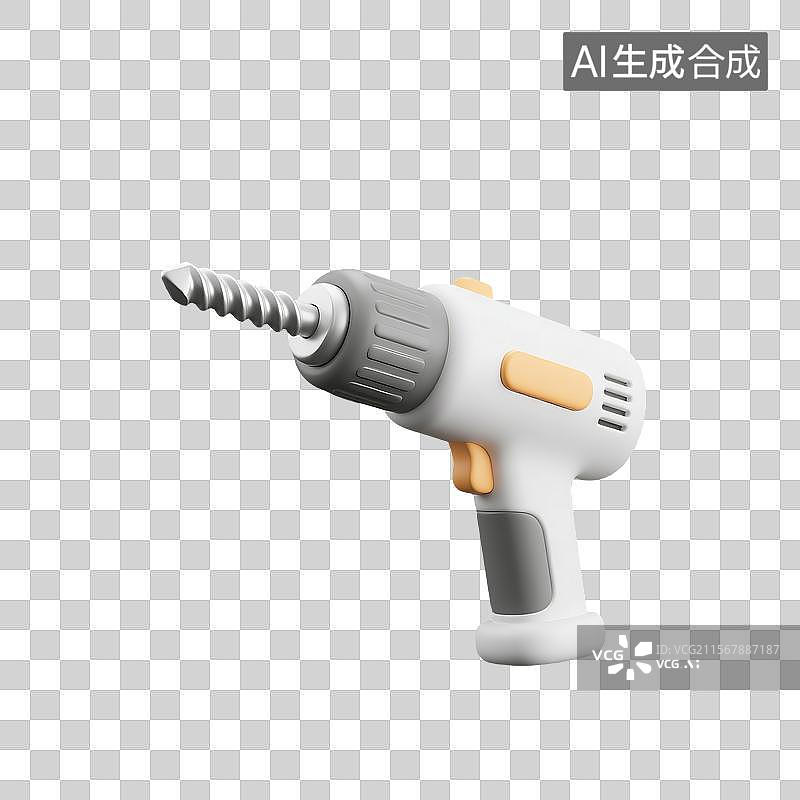 【AI数字艺术】卡通风格电动螺丝刀3D插图图片素材