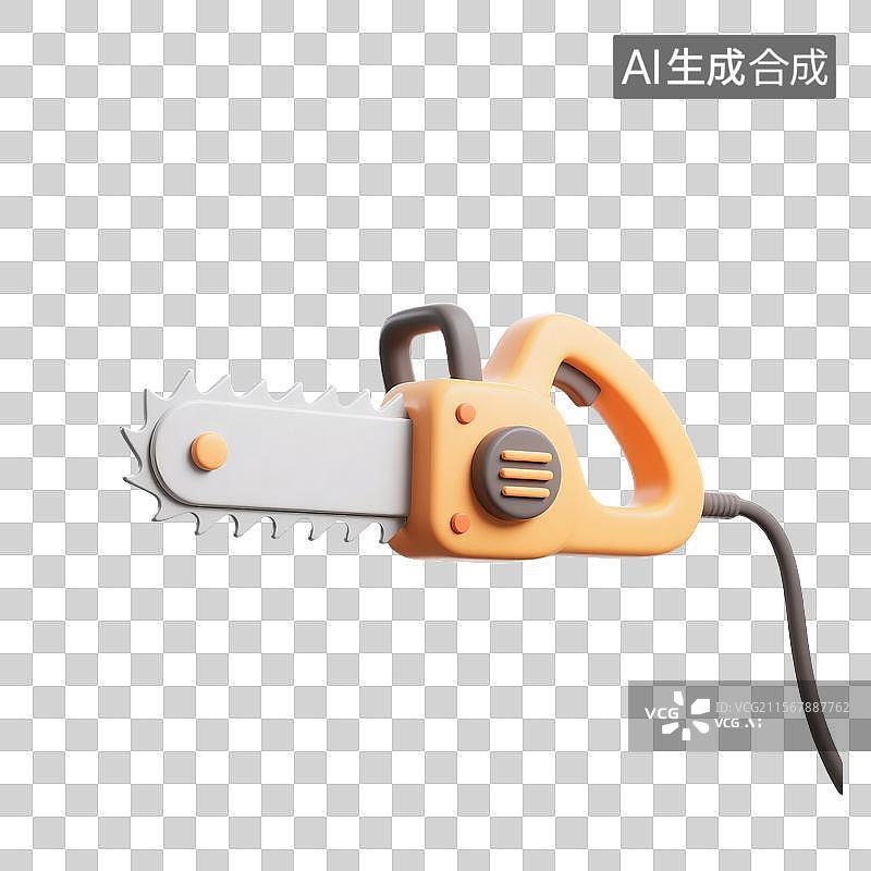 【AI数字艺术】卡通风格电锯3D插图图片素材