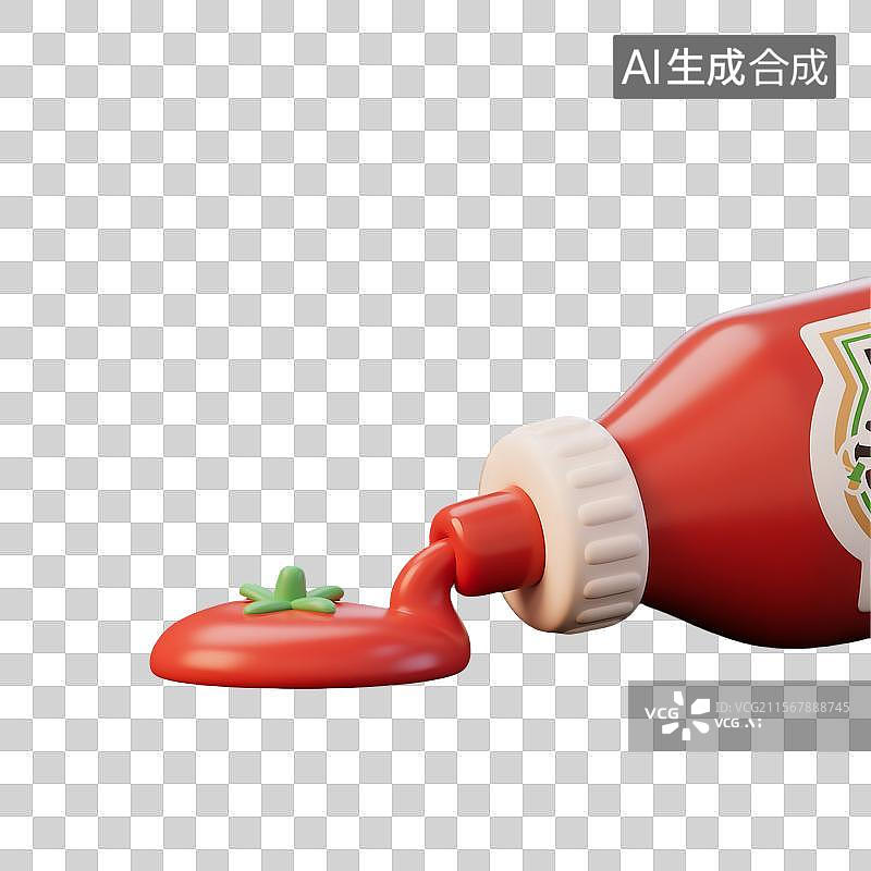 【AI数字艺术】卡通风格番茄酱挤出粘土动画3D建模图图片素材