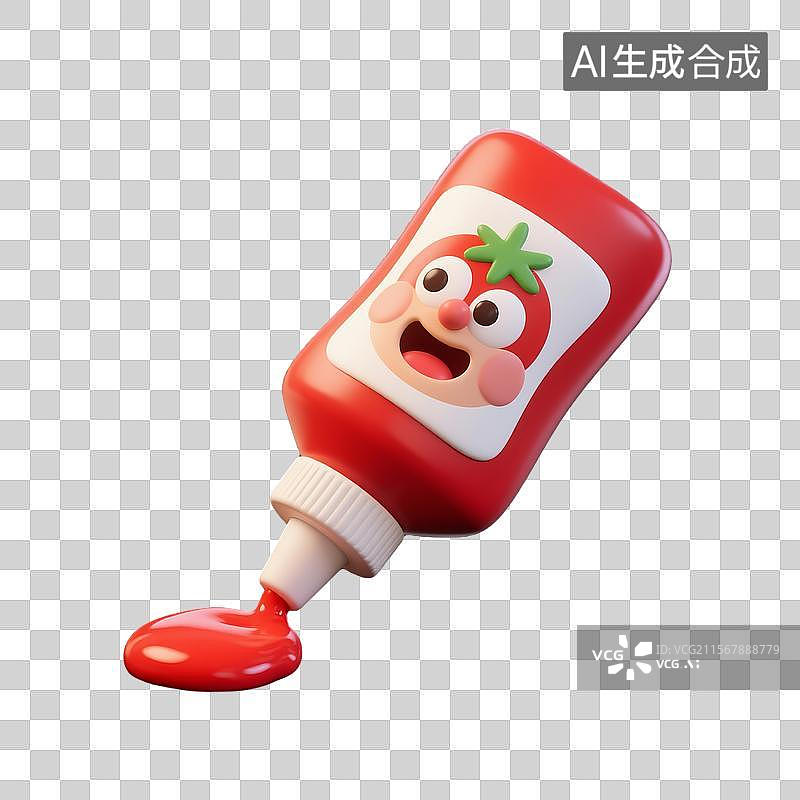 【AI数字艺术】卡通风格番茄酱挤出粘土动画3D建模图图片素材