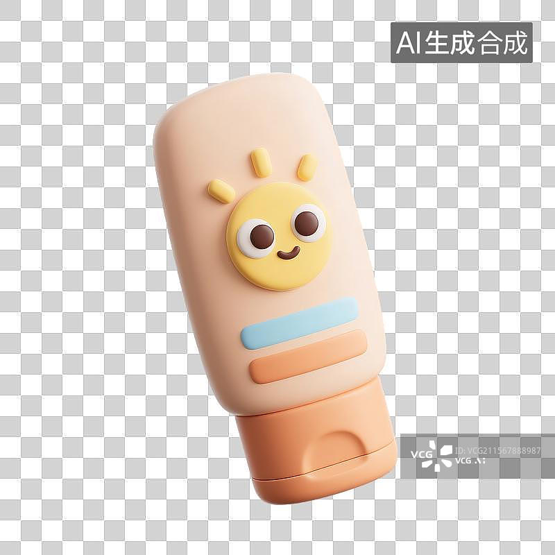 【AI数字艺术】卡通风格防晒霜粘土动画3D建模图图片素材