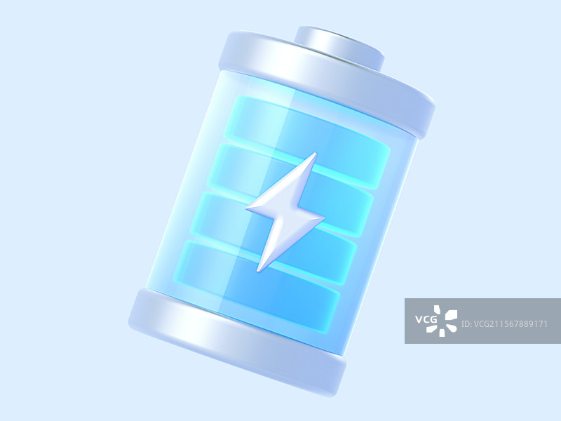 科技蓝白电池充电续航智能车机3D图标图片素材