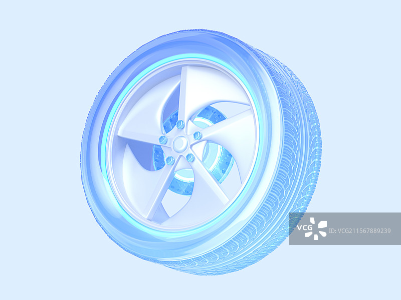 科技蓝白车轮轮胎智能车机3D图标图片素材