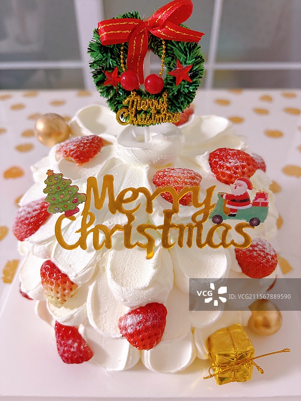 圣诞蛋糕的特写镜头图片素材