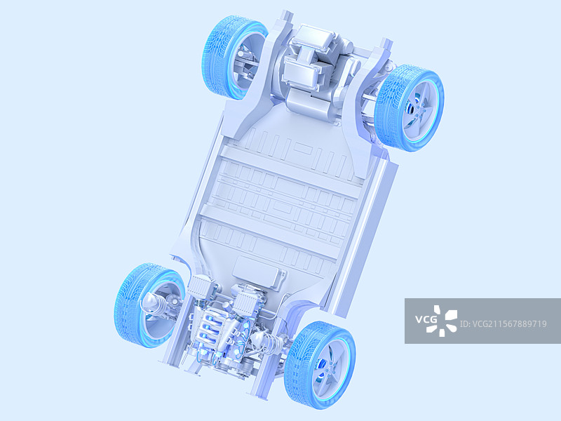 科技蓝白底盘车架四轮驱动3D智能汽车图标图片素材
