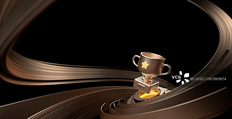 深色黑金榜单奖杯律动线条金色活动海报3D图片素材