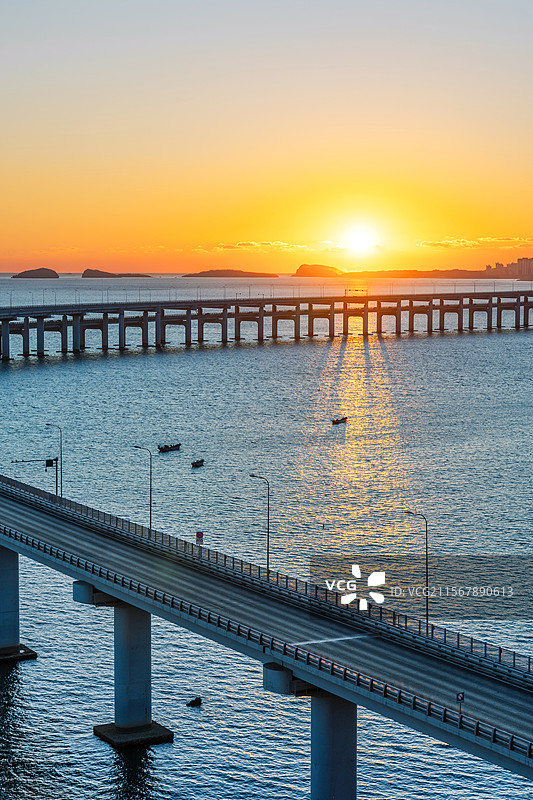 大连星海湾大桥日落图片素材