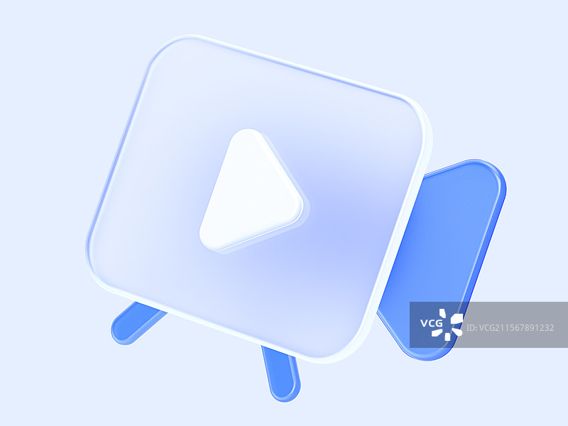 蓝白色直播录像视频透明磨砂娱乐3D图标图片素材