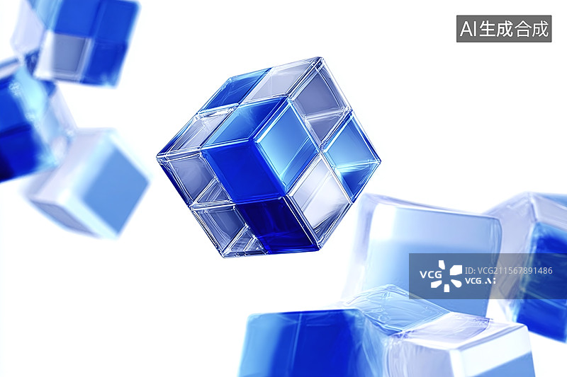 【AI数字艺术】科技感的魔方，能量块，模块化图片素材