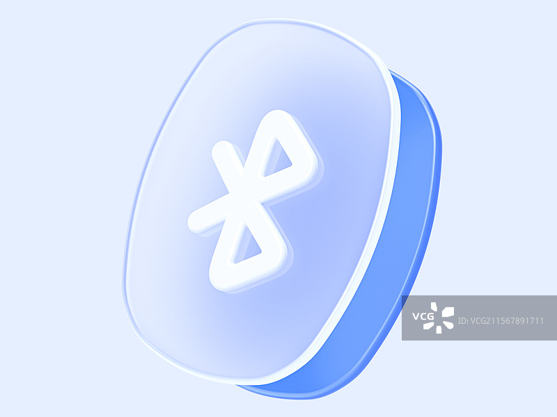 蓝白色蓝牙无线链接透明磨砂B端3D图标图片素材