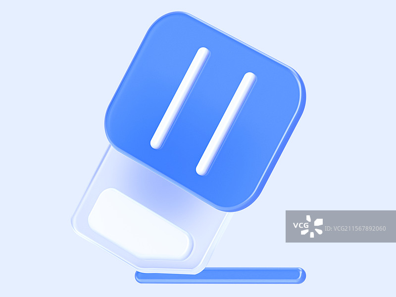 蓝白色橡皮擦擦除透明磨砂B端绘画3D图标图片素材