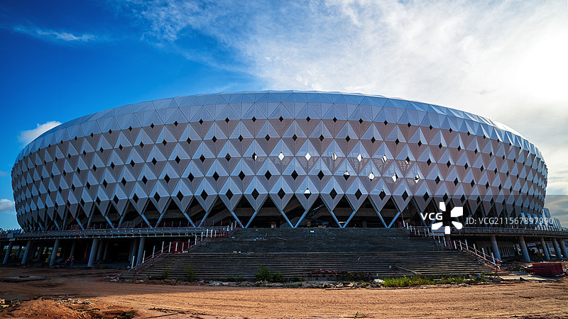 广东茂名奥林匹克体育中心日落风光图片素材